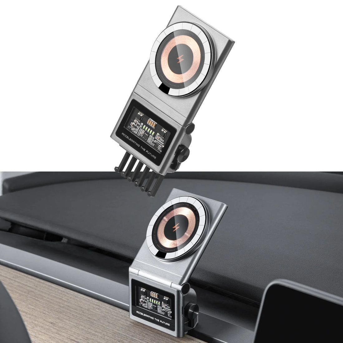 Air Vent Mounted Magnetic Wireless Phone Holder/Charger For Tesla Model 3/Y