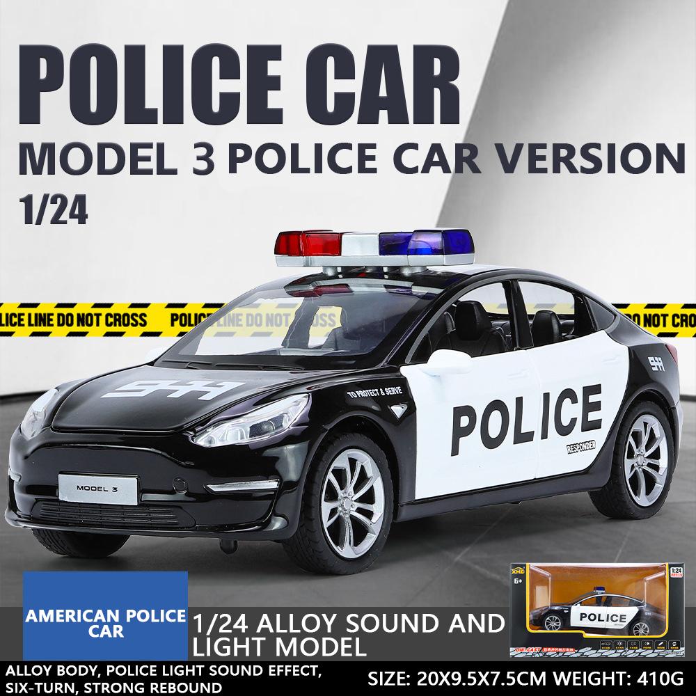 Model 3 1:24 Police Car Alloy Ornament - Detailed Design, Ideal Gift for Children