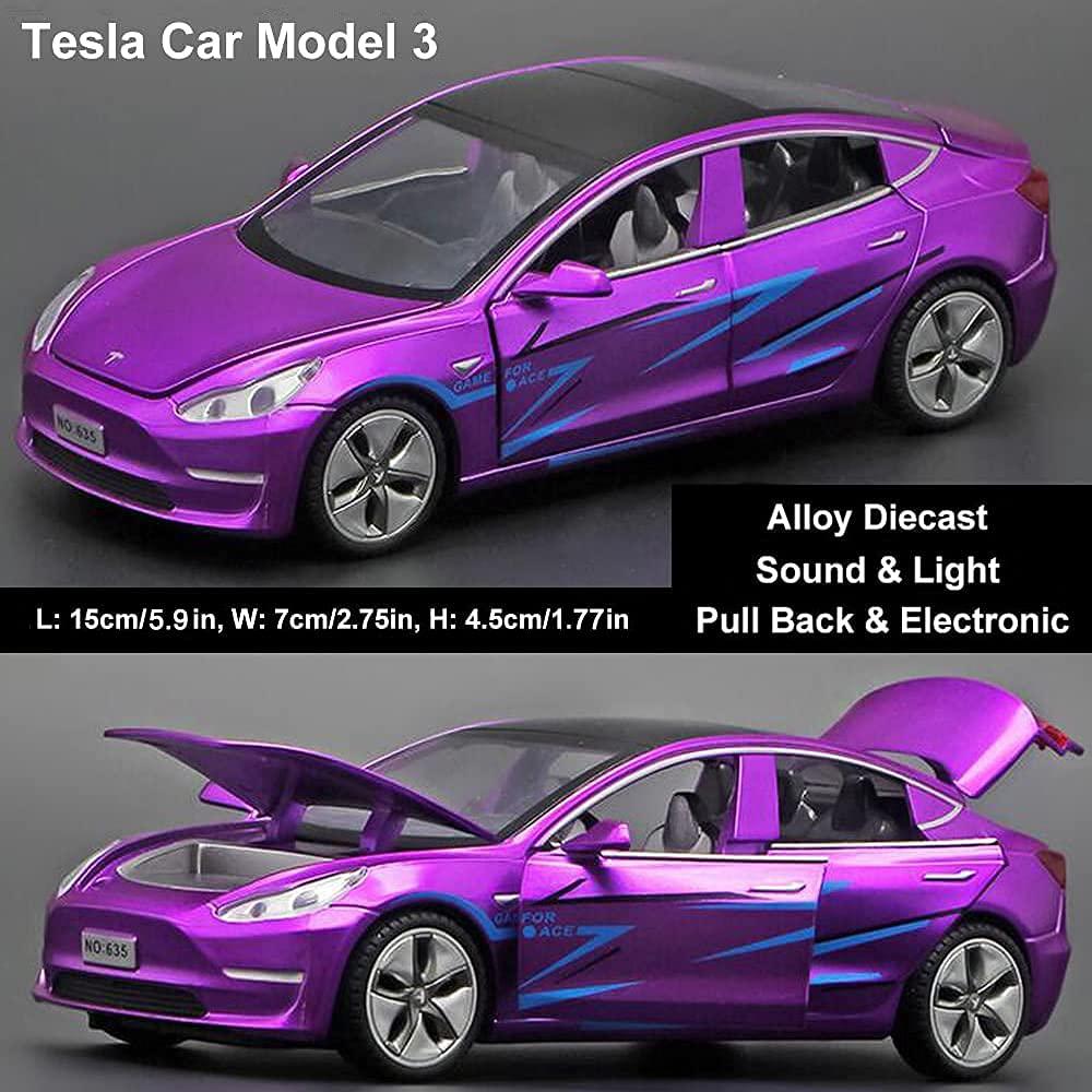 1:32 Scale Model 3 Car Toy with Sound and Light, an Intricately Detailed Diecast Mini Vehicle, Ideal for Tesla Model 3 Collectors and Kids