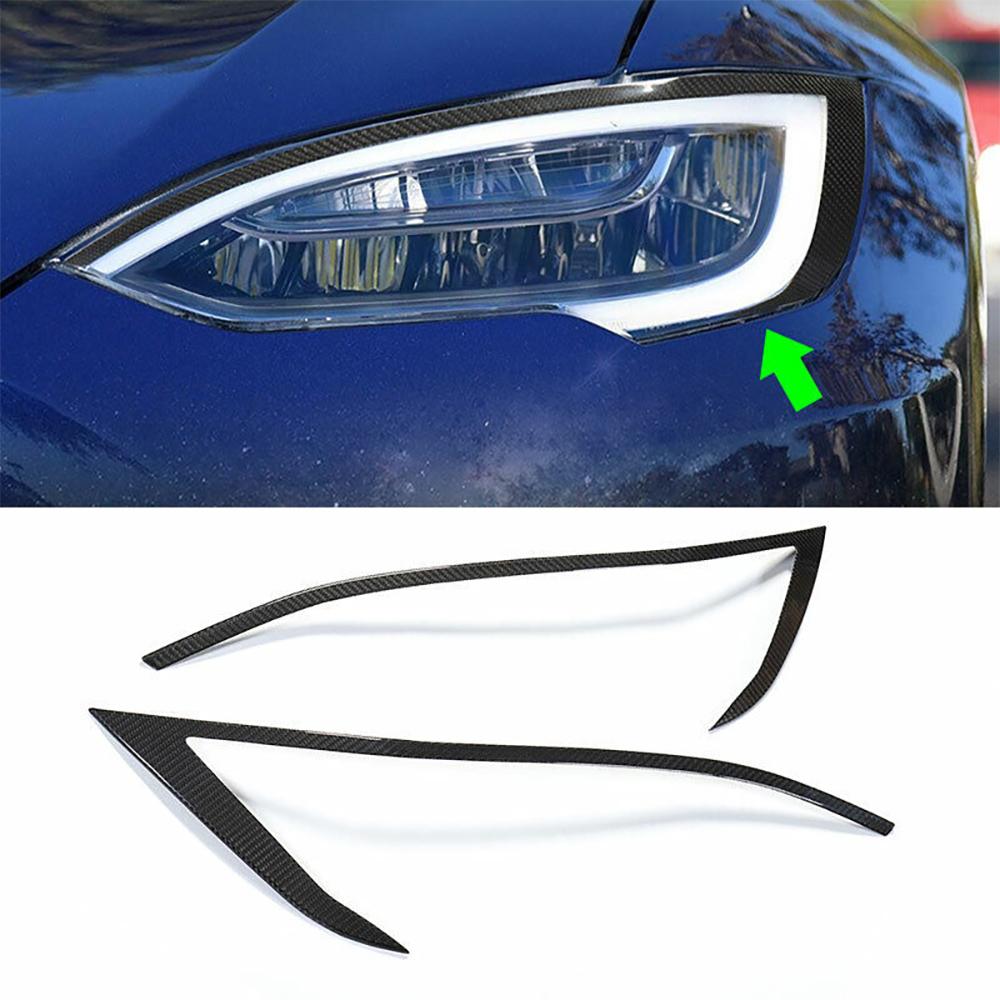 Real Carbon Fiber Headlight Eyebrow Panel Stickers For Tesla Model S (1 Pair)