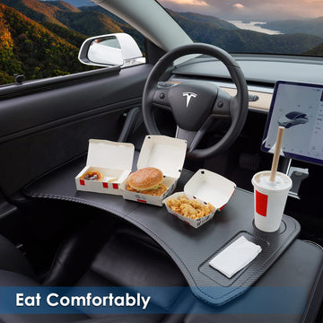 Foldable Car Laptop Tray Desk Compatible For Tesla Model 3/Y,Carbon Fiber Food Tray Table for working, Travel & Eat Lunch in Car