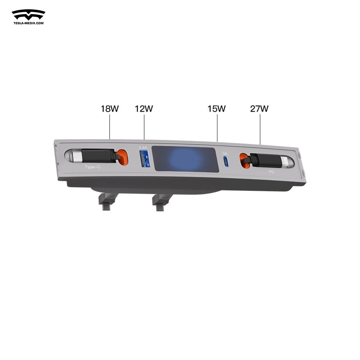 Retractable 4 in 1 Fast Charge USB Hub Center Console Docking Station For Tesla Model 3/Y