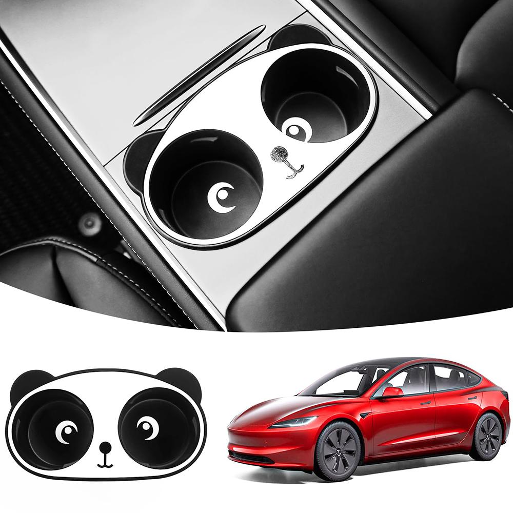 Cute Panda cup holder limiter interior modification accessories for Tesla Model 3/Y