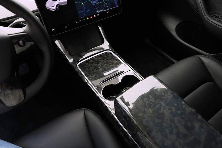 Center Console Full Coverage Facia - Real Carbon Fiber For Tesla Model 3/Y