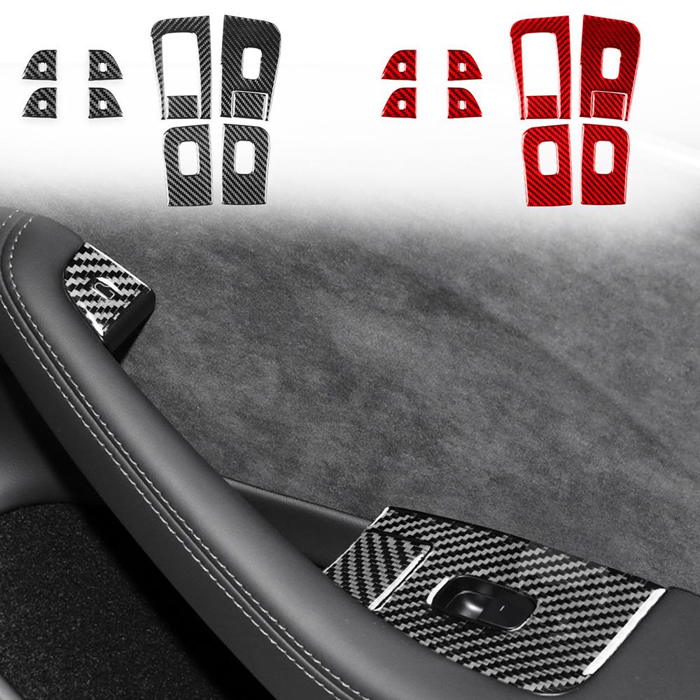 Carbon Fiber Window Lift Button Stickers  For Tesla Model 3(17-23) Model Y(20-24)