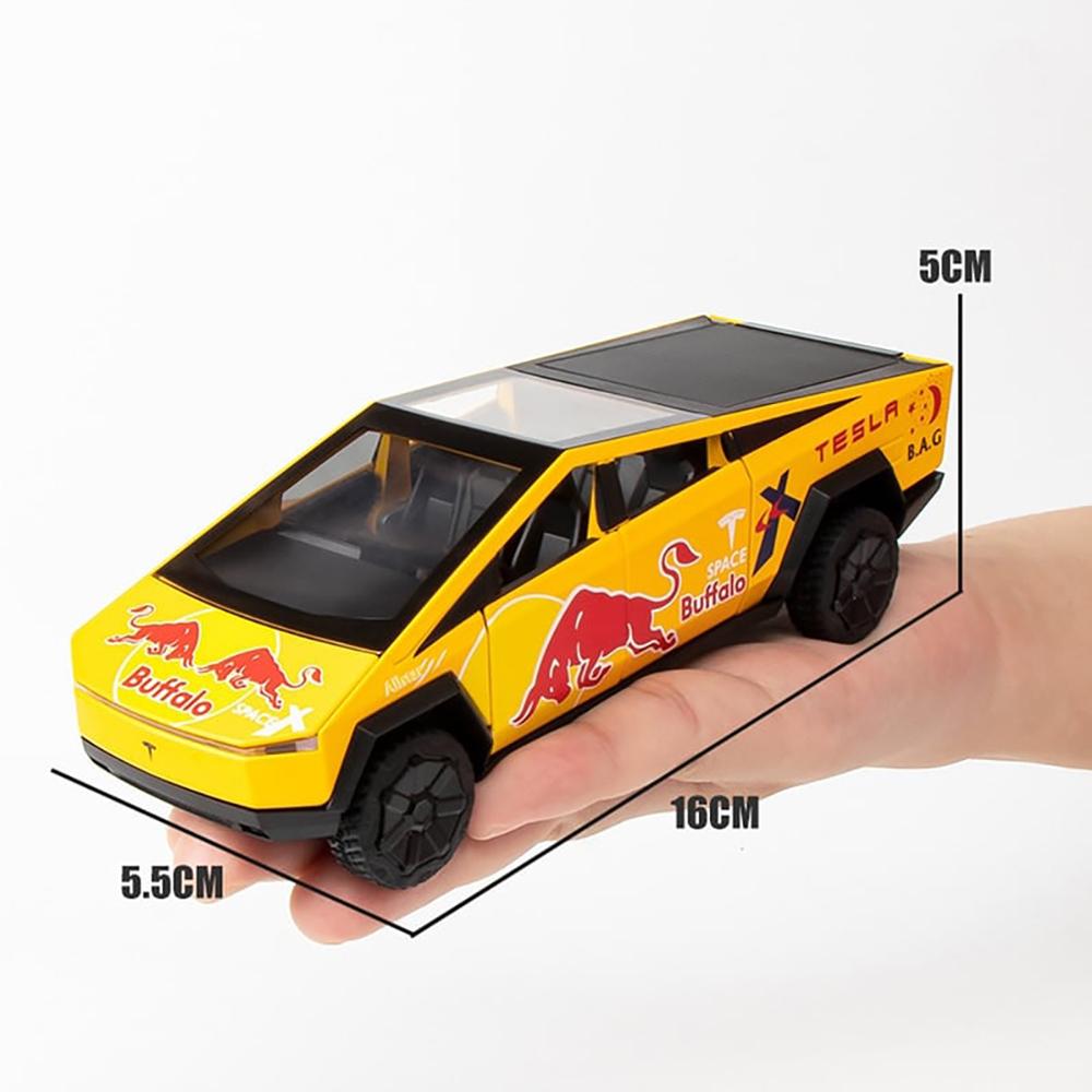 Red Bull Version Tesla Cyber Truck Alloy Model - Detailed Design, Pull-Back Action，Red Bull Version