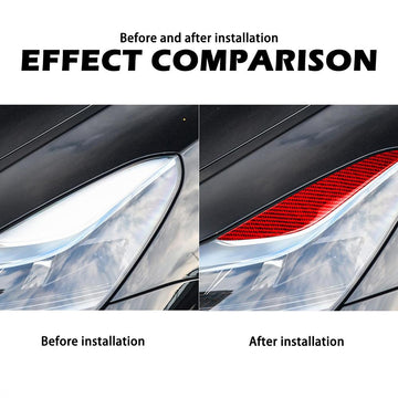 Epoxy Carbon Fiber Headlight Eyebrow Cover Triming Stickers ( 2 Pcs) For Tesla Model Y and Model 3