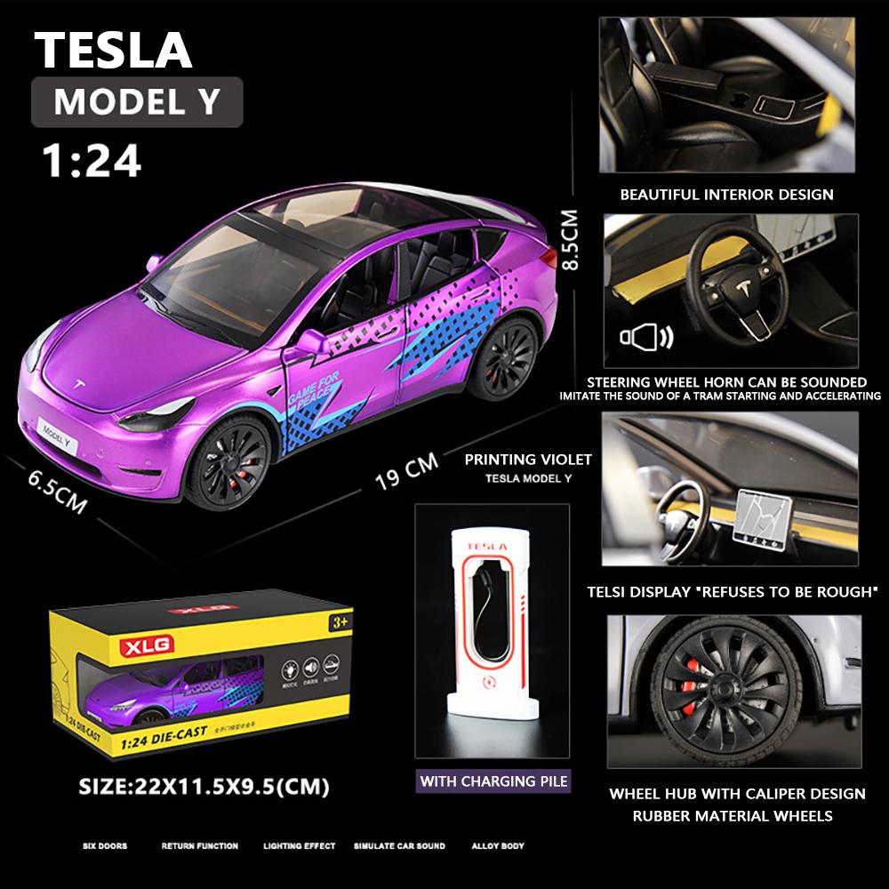 1:24 Scale Model Y Alloy Car Model, a Detailed and Realistic Diecast Toy Vehicle with Lights and Music, Perfect For Collectors and Enthusiasts