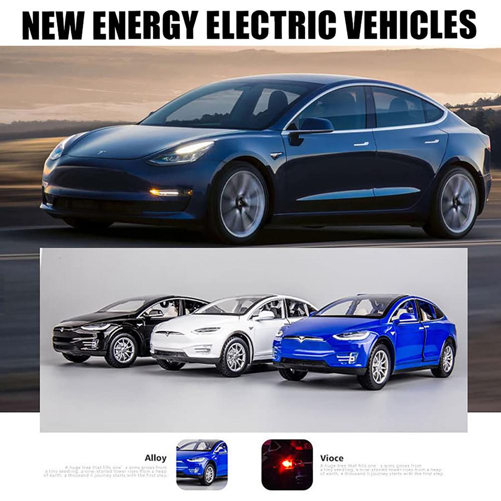 1:32 Scale Car Model X90 Tesla Alloy 1/32 Diecast Model Car w/Sound & Light Pull Back Model Mini Vehicle Toys for Kids，Gift For Tesla Lovers Collection