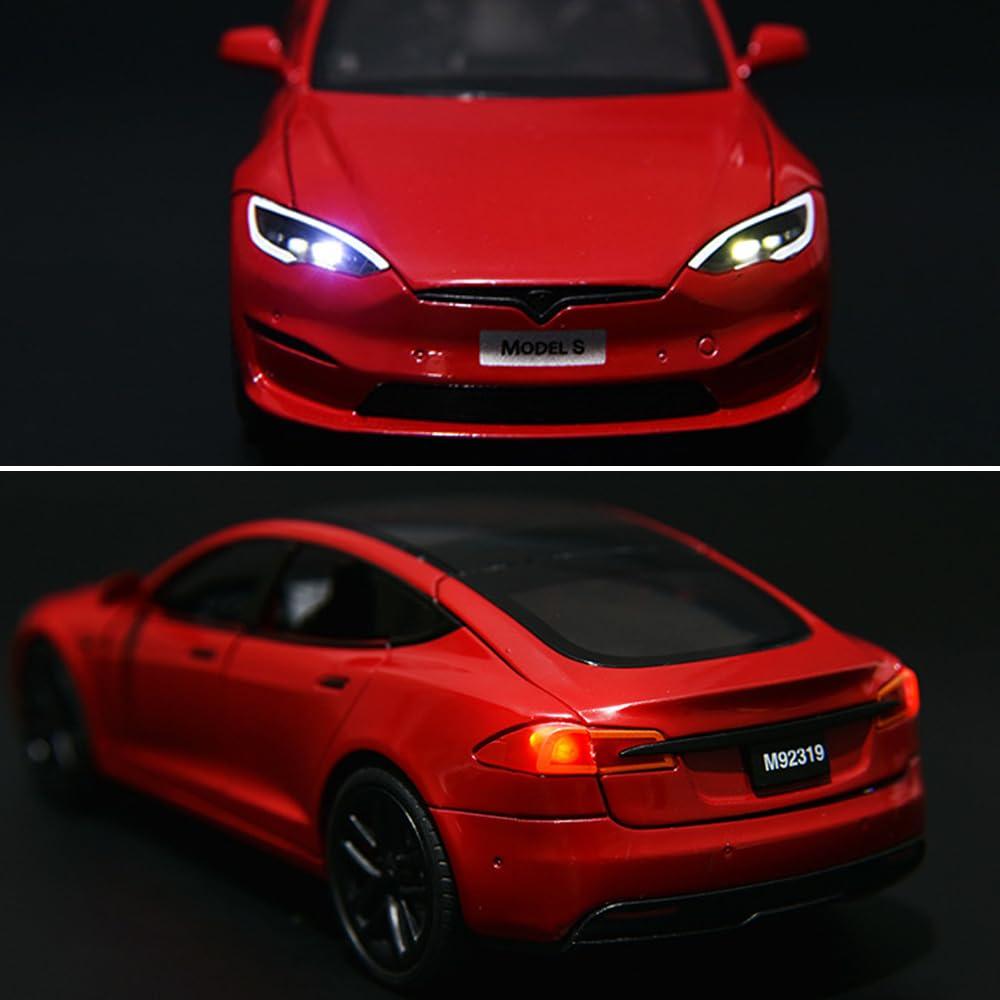 Diecast Model Toy Car with Light and Sound in 1/24 Scale for Model S  - Perfect Gift for Tesla Fans