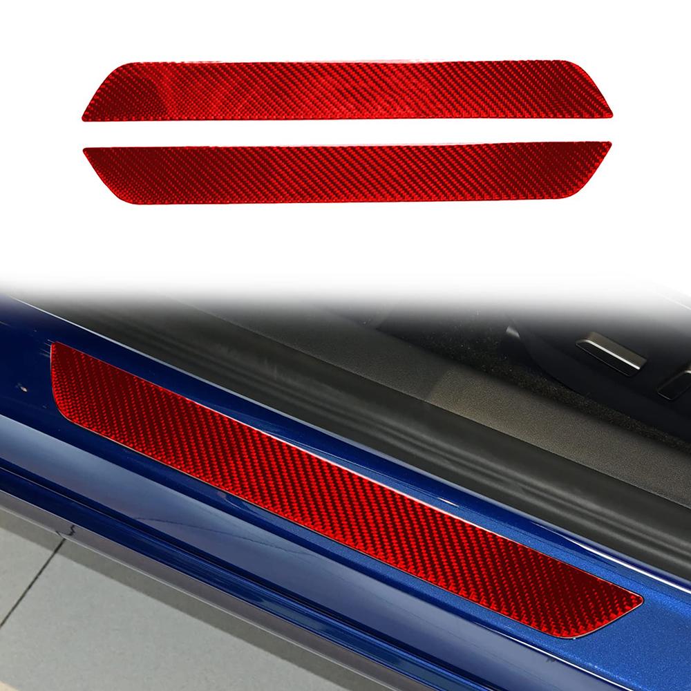 Epoxy Carbon Fiber Front Door Sill Stickers (2 Pcs) For Tesla Model Y 2020+ Model 3 2017-2022