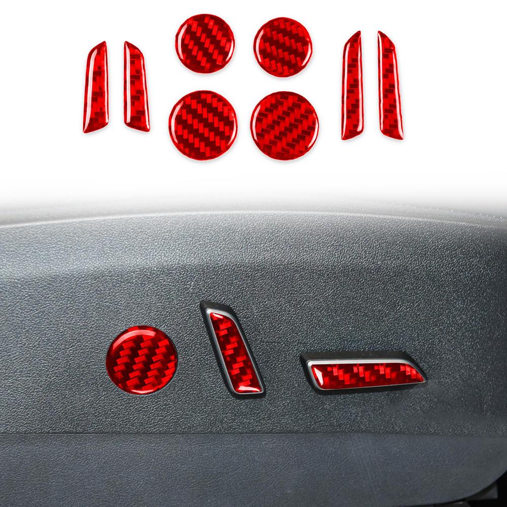 Epoxy Carbon Fiber Seat Adjustment button Cover Triming Stickers (8 Pcs) For Tesla Model Y 2020-2024 Model 3 2017-2023