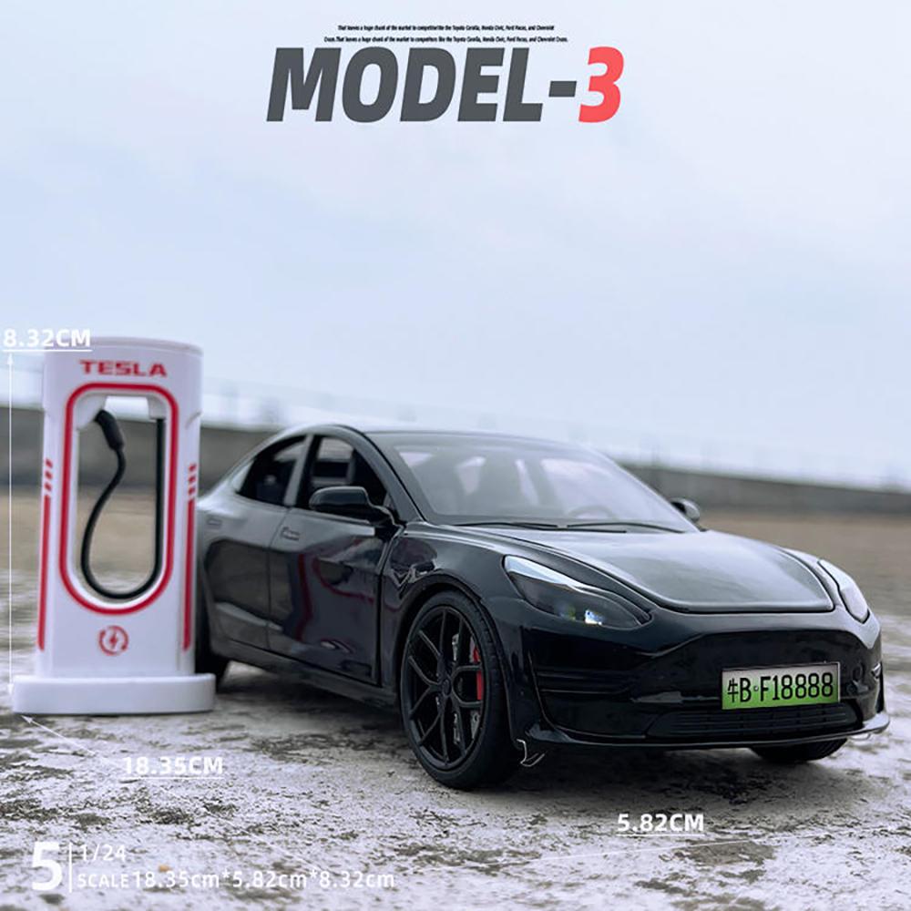 1:24 Scale Tesla Model 3 Alloy Car Model, Featuring Gull-Wing Doors and Realistic Features, Ideal For Tesla Model 3 Collectors