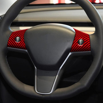 Carbon Fiber Drip Steering Wheel Button Trim Sticker For Tesla Model Y 2020-2024 Model 3 2017-2023