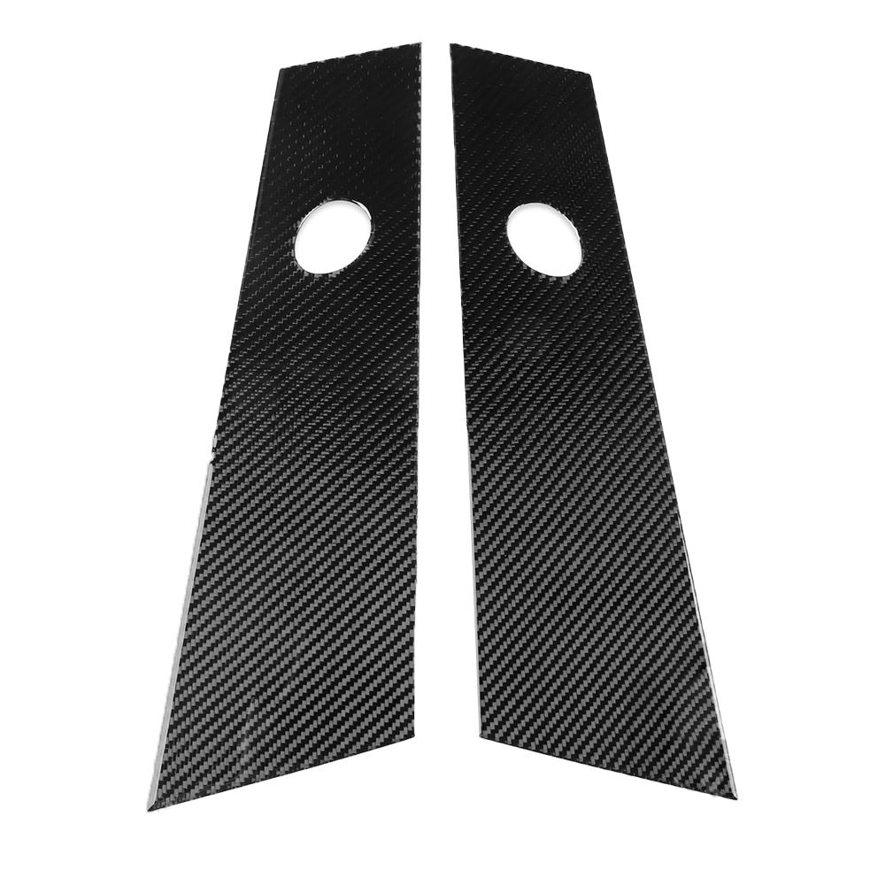 Carbon Fiber Door Window Pillar Panel B-Pillar Post Cover Anti-Scratching Trim Stickers for Tesla Model 3 Highland (set of 2 Pcs)