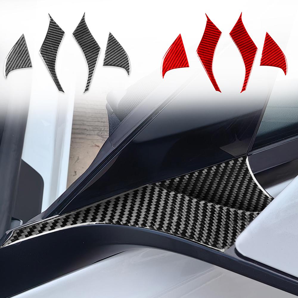 Epoxy Carbon fiber rear window Decoration frame stickers for Tesla Model 3 Highland(4 pcs)