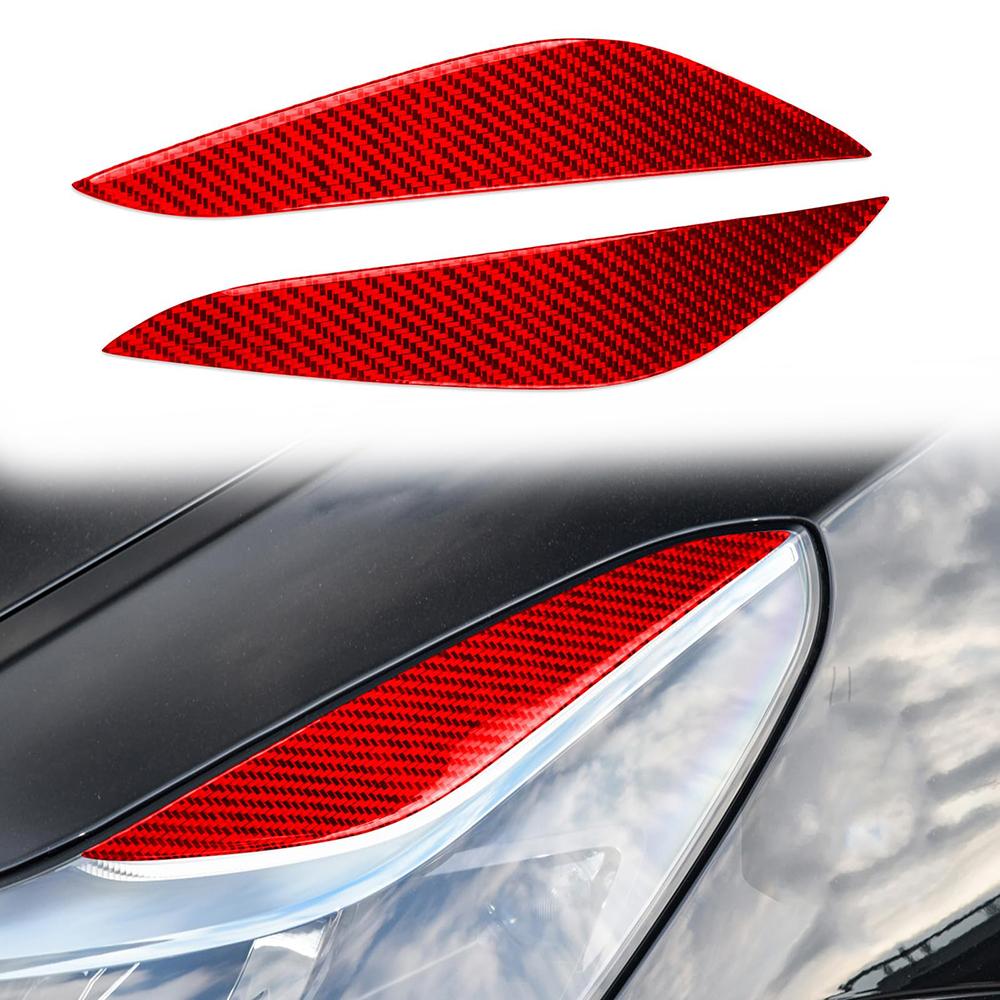 Epoxy Carbon Fiber Headlight Eyebrow Cover Triming Stickers ( 2 Pcs) For Tesla Model Y and Model 3