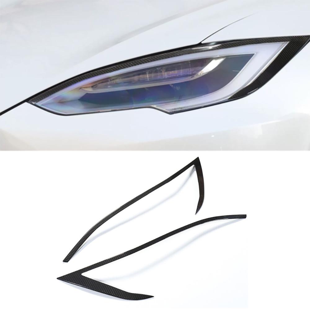 Real Carbon Fiber Headlight Eyebrow Panel Stickers For Tesla Model S (1 Pair)