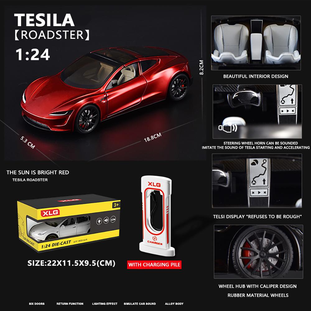 Tesla Roadster Space Edition Toy Car - Pull-Back Action, Music Feature