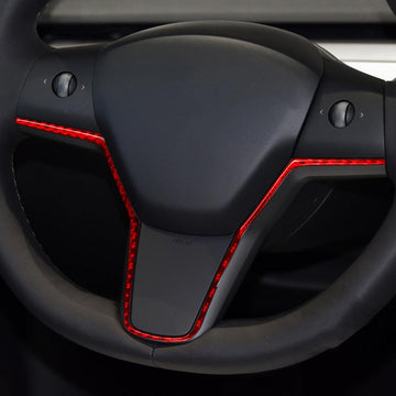 Resin Carbon Fiber Steering Wheel U-Shape Triming Sticker For Tesla Model Y 2020-2024 Model 3 2017-2023