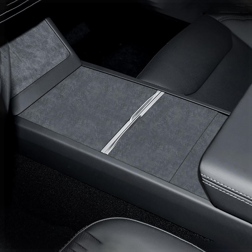 Alcantara Center Console Panel Decorative Cover Suitable for Style Console Storage Box Panel Cover Sticker Interior Protection Accessories for Tesla Model 3（3 Pcs）