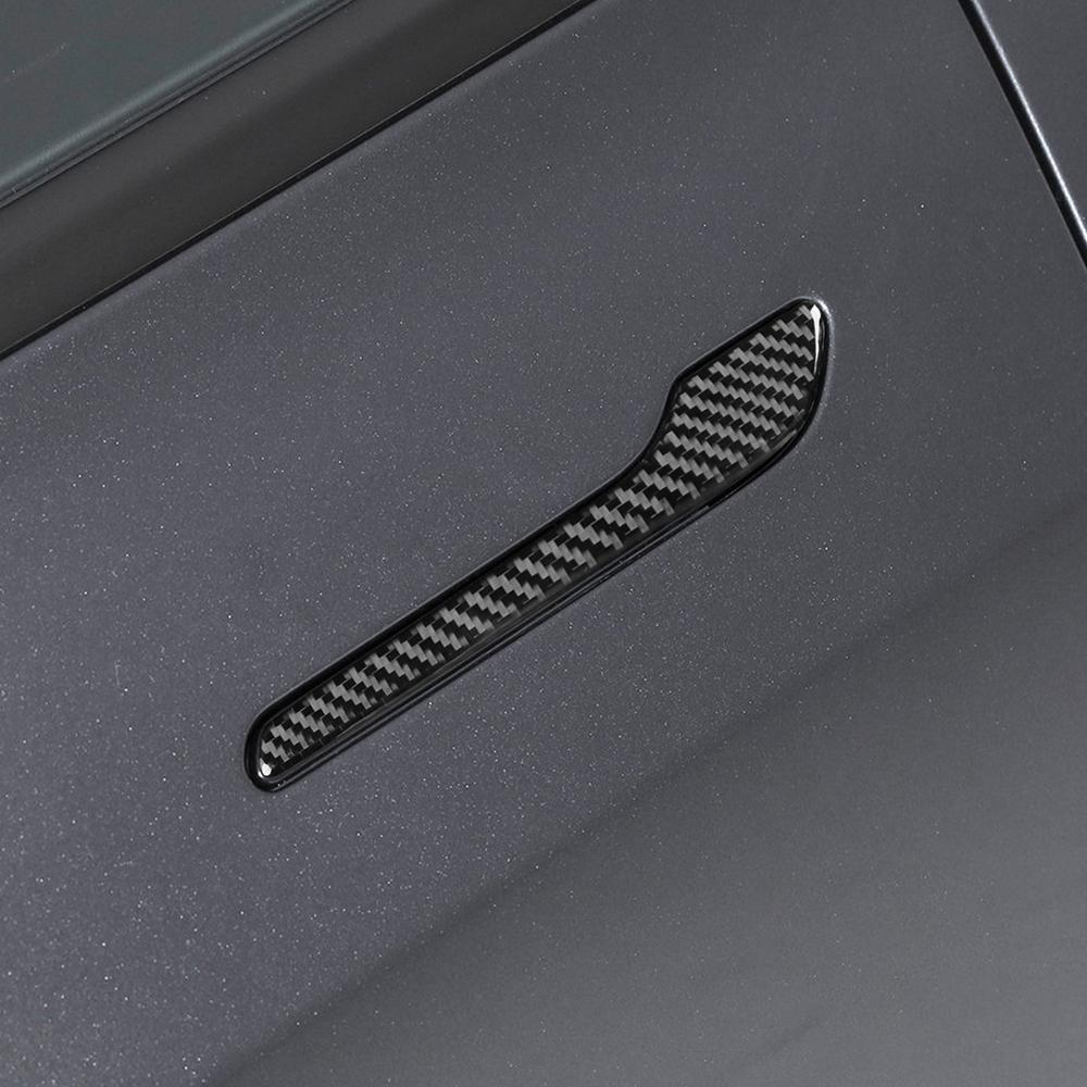 Epoxy Carbon fiber Outer Door Pull Handle Panel Decoration Strip Trim Stickers for Tesla Model 3 Highland(set of 4 Pcs)