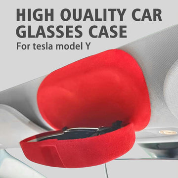 Luxurious Flocked Interior Mike-Up Eye Glasses Case for Tesla Model 3/Y，Stylish Sun Visor Sunglasses Storage Box