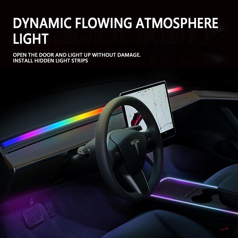 Interior Chasing Led Light Strips - Dashboard, Console, And Rear Vent/Charge Platform for Tesla Model 3/Y