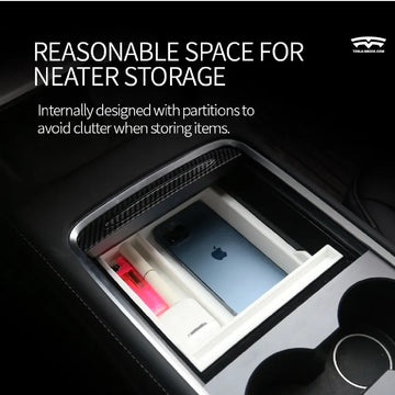 Center Console Dual-Layer Storage Box for Tesla Model 3/Y