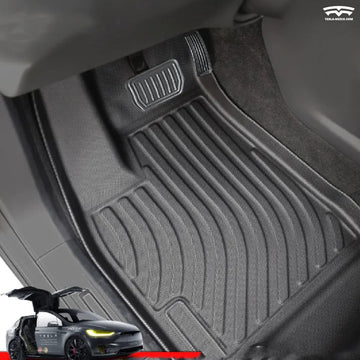 All-Weather & All-Season TPE Car Floor Mats suitable [Left-hand drive only]（Only for five seats） for Tesla Model X