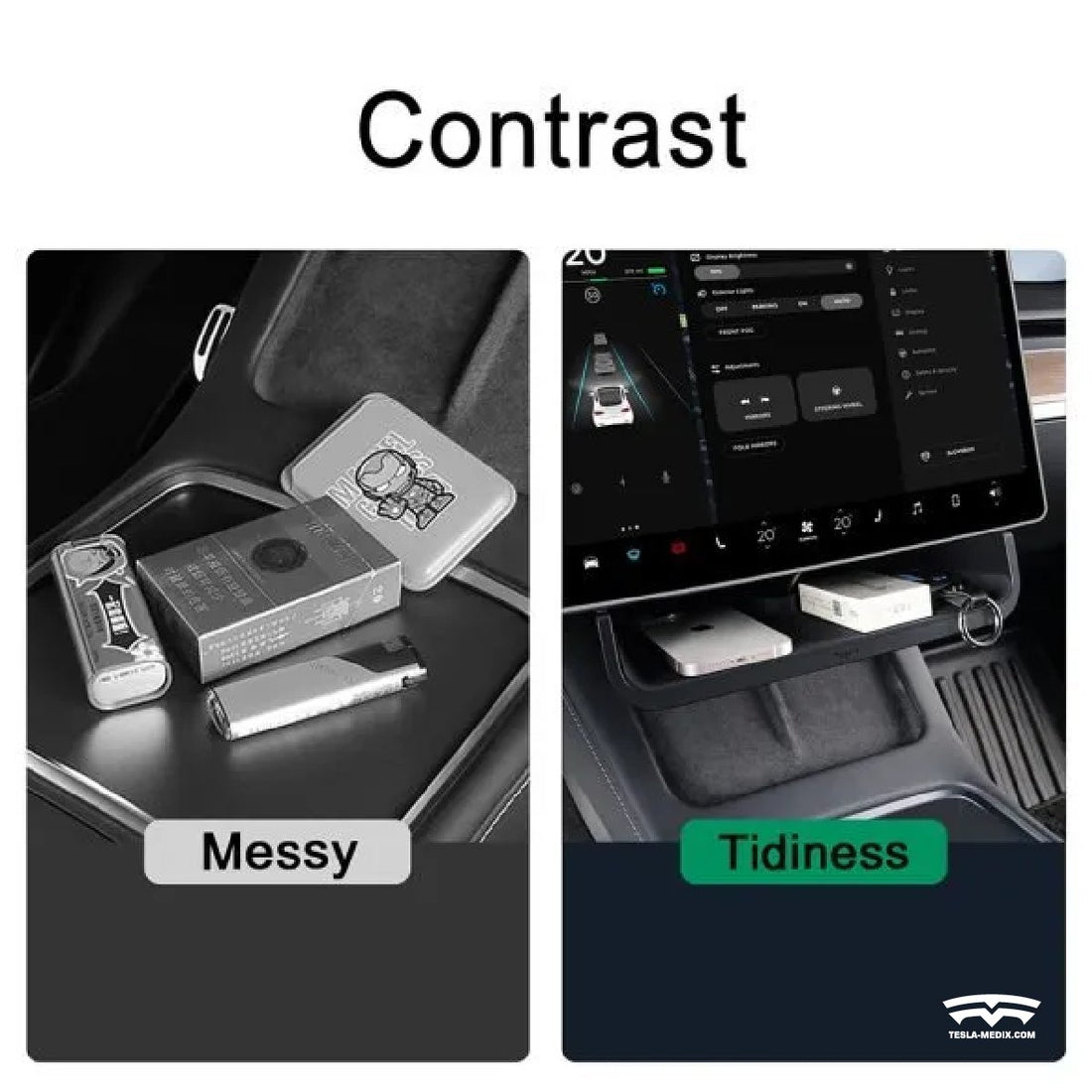 ABS Under-Screen Storage Box Storage Box Behind The Screen Storage Box For Tesla Model 3/Y