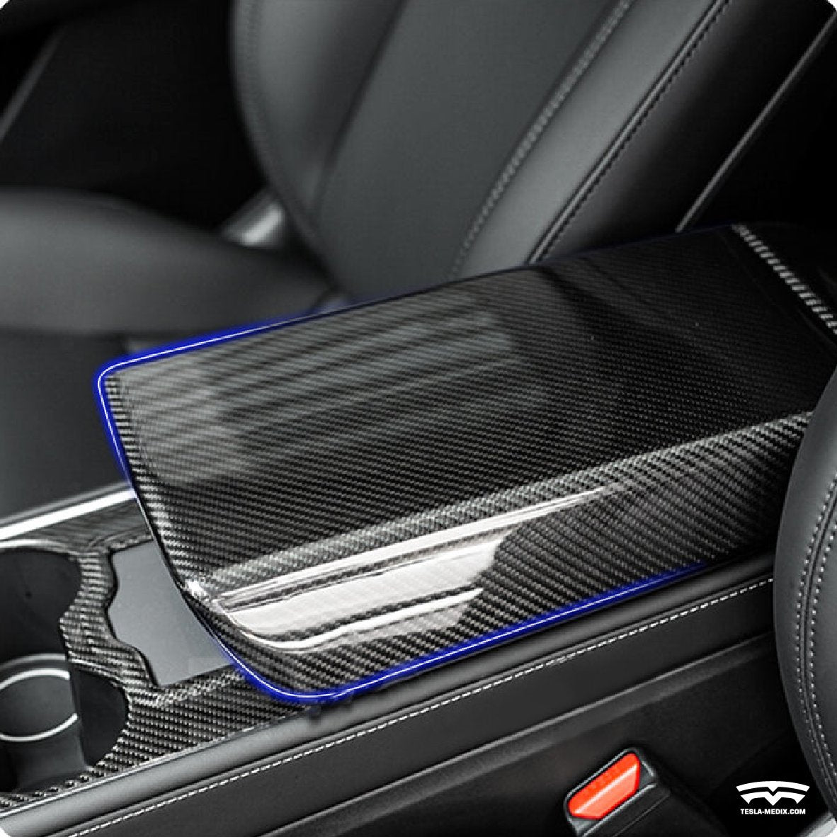 Armrest Cover - Real Carbon Fiber For Tesla Model 3/Y