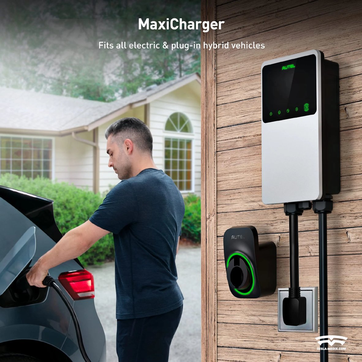 US - MaxiCharger Home 40A - AC Wallbox EV Charger With Separate Holster for Tesla Model 3/Y/S/X