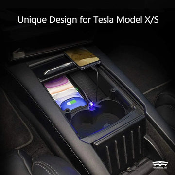 Phone Wireless Charger Center Console Organizer suitable for Tesla Model S/X