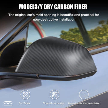 Mirror Covers Replacement - Real Carbon Fiber For Tesla Model 3/Y