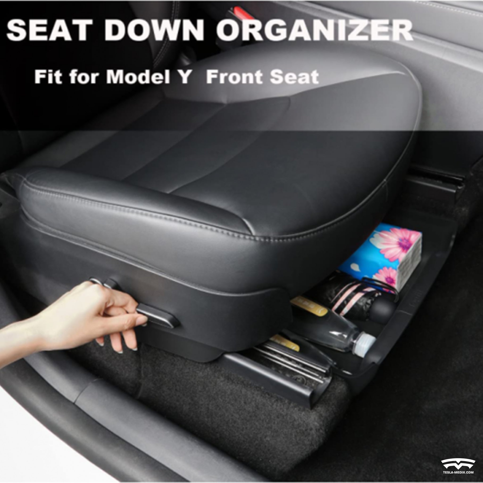 Under Seat Storage Box Organizer Hidden Tray for Tesla Model X/Y