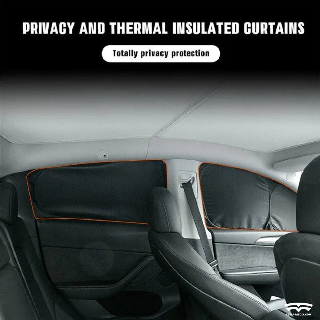 Privacy Thermal Insulated Curtains Window Sunshades - Car Accesories for Sun Protection for Tesla Model S